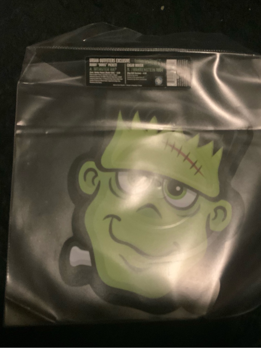Urban Outfitters Black and Lime Green Frankenstein Graphic Vinyl